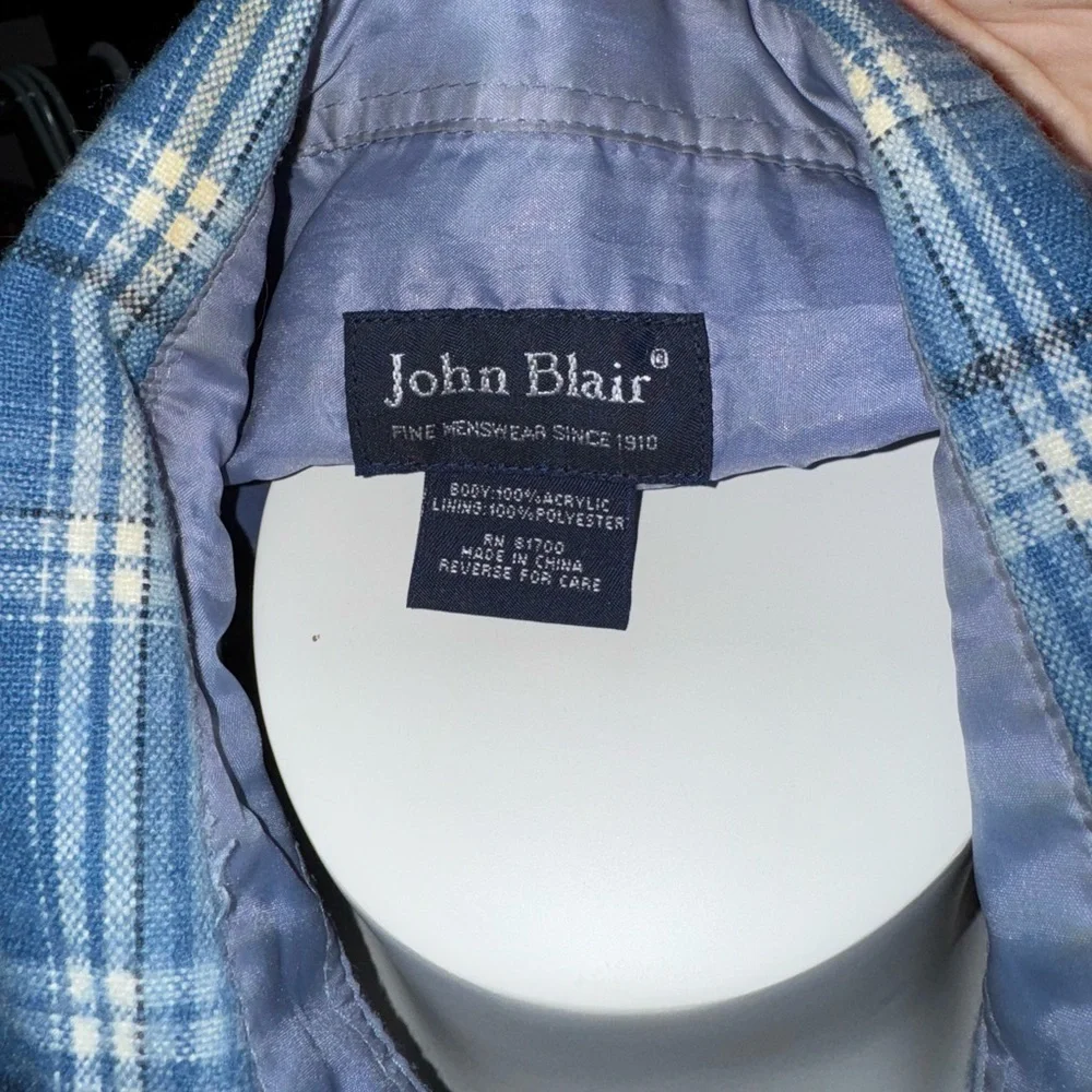 John Blair Blue Plaid Flannel Men's Shirt